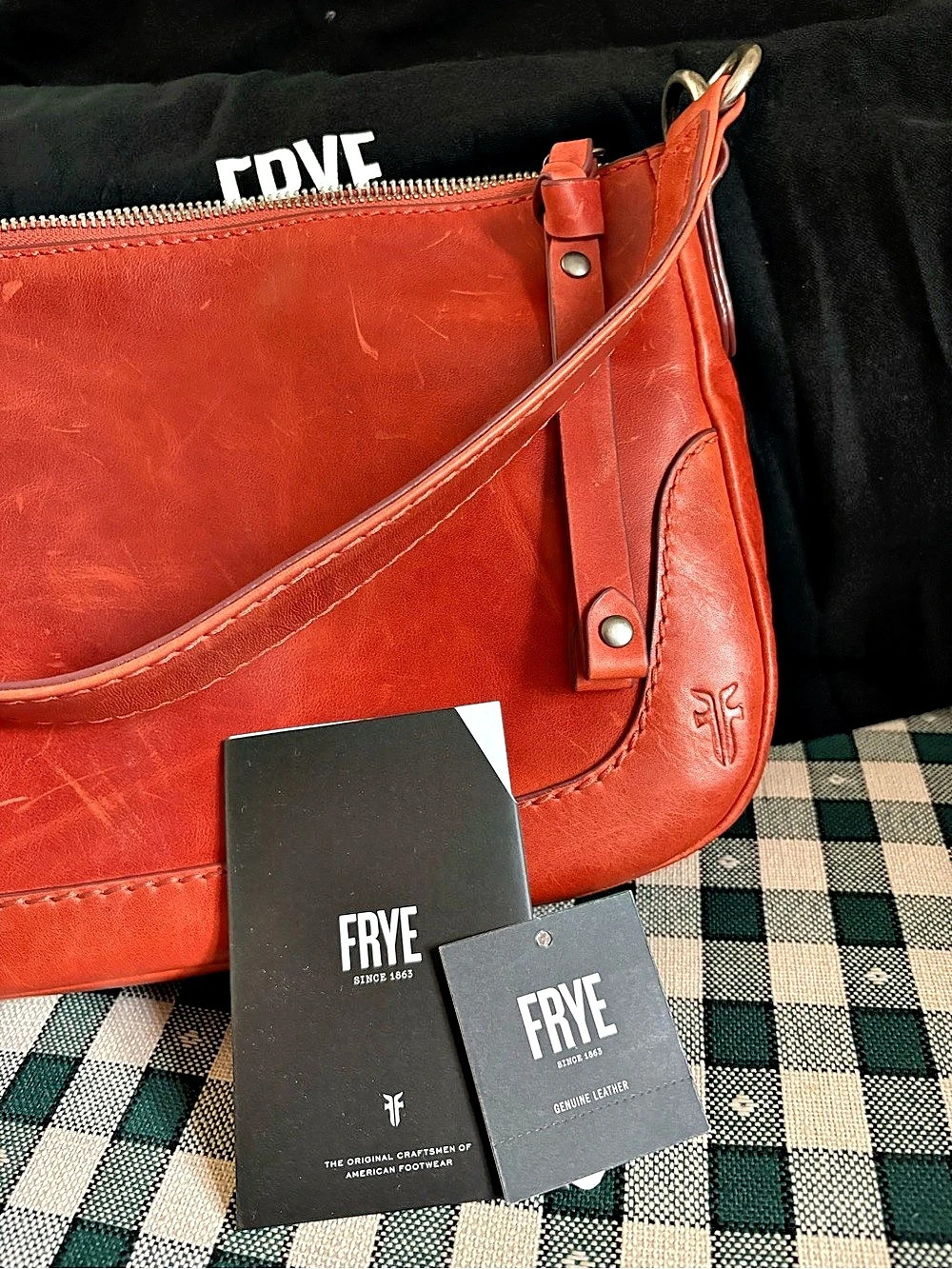 Frye Melissa Zip Crossbody Leather Shoulder Bag Orange & Brown